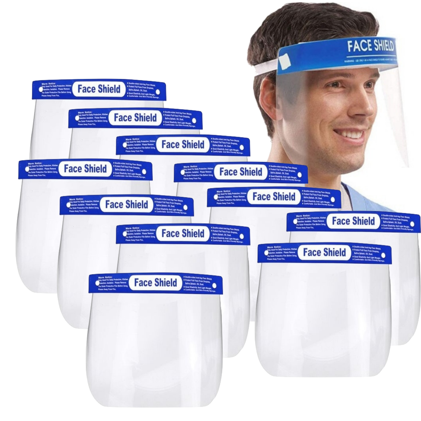 12x Safety Full Face Shield Clear Visor - 32 x 22cm