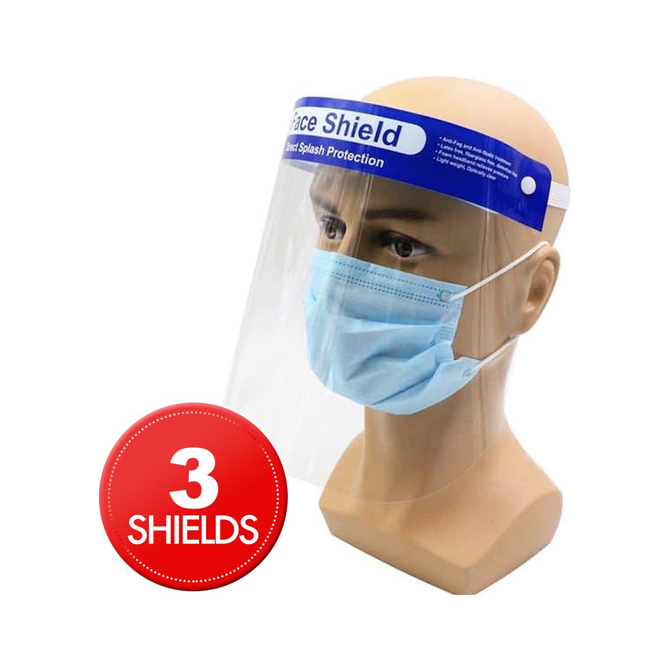 3x Safety Full Face Shield Clear Visor - 32 x 22cm