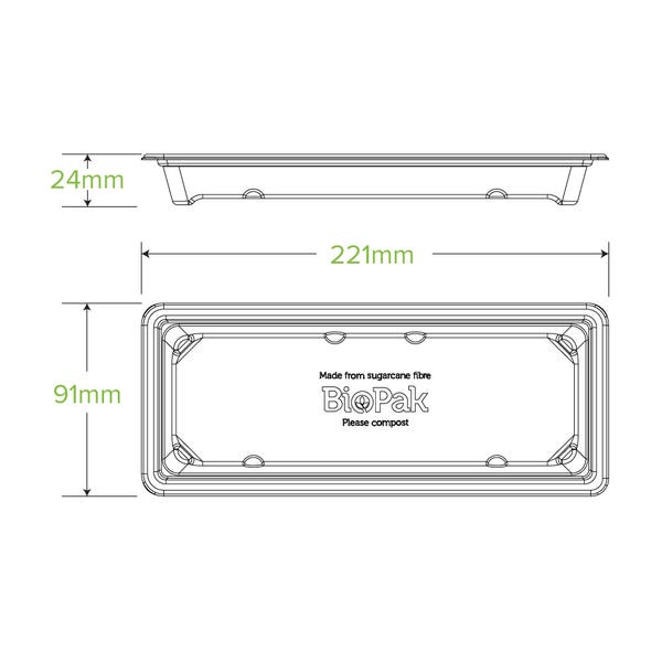 BioPak Long Plant Fibre Sushi Tray - (Pack of 600)