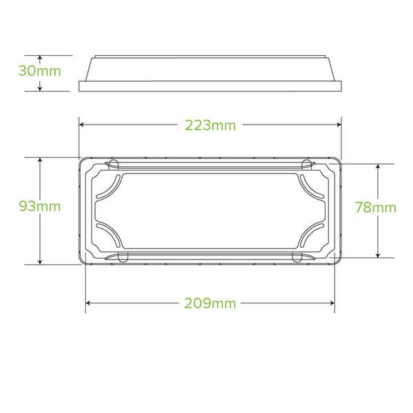 BioPak Long Plant Fibre Sushi Tray PET Lid - (Pack of 600)