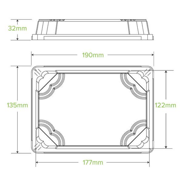 BioPak Medium Plant Fibre Sushi Tray PET Lid - (Pack of 600)