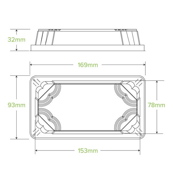 BioPak Small Plant Fibre Sushi Tray PET Lid - (Pack of 600)