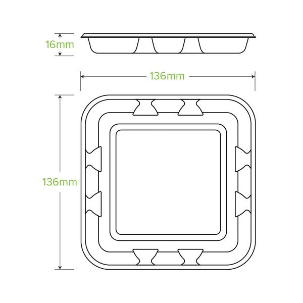 BioPak 14x14x2cm / 5x5" Plant Fibre Produce Tray - (Pack of 1000)