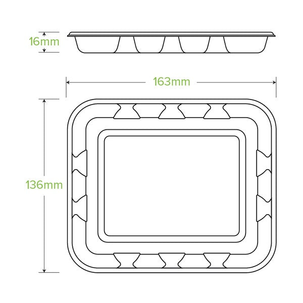 BioPak 16x14x2cm / 6x5" Plant Fibre Produce Tray - (Pack of 1000)