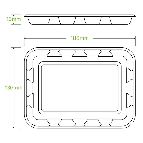 BioPak 19x14x2cm / 7x5" Plant Fibre Produce Tray - (Pack of 1000)