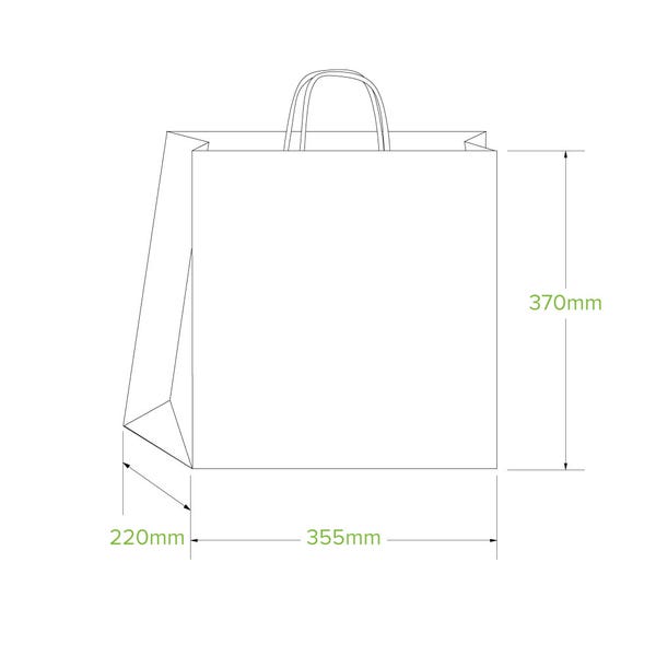 BioPak 355x220x370mm Jumbo Twist Handle Kraft Paper Bags - (Pack of 150)