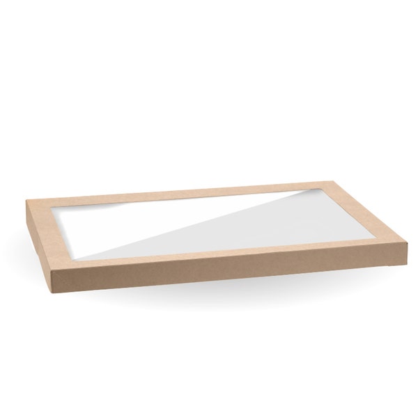 BioPak Extra Large BioBoard Catering Tray PLA Window Lid - (Pack of 50)