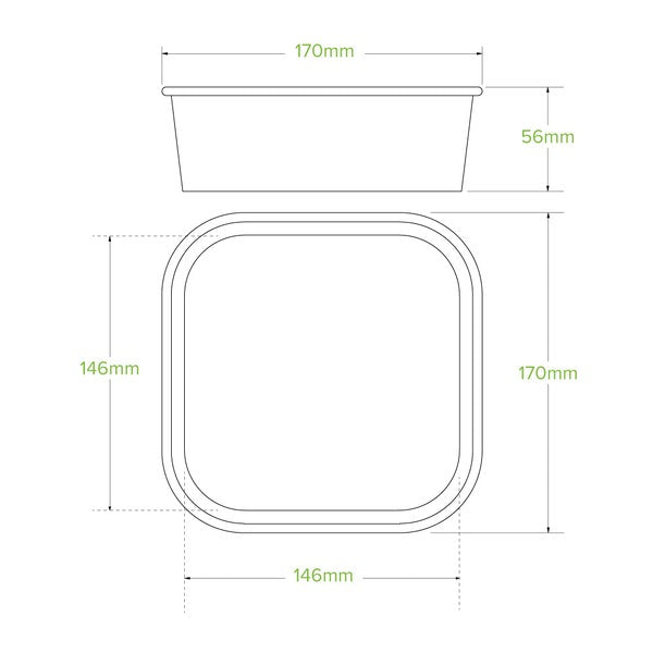 BioPak 1,000ml Kraft BioBoard Square Takeaway Base - (Pack of 300)