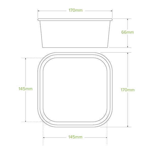 BioPak 1,200ml Kraft BioBoard Square Takeaway Base - (Pack of 300)