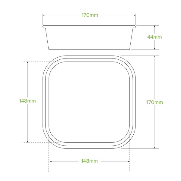 BioPak 750ml White BioBoard Square Takeaway Base - (Pack of 300)