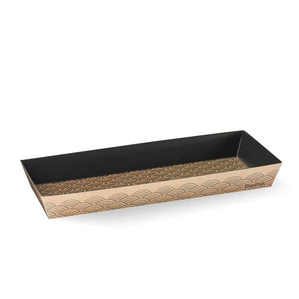 BioPak Long BioBoard Sushi Tray - (Pack of 300)