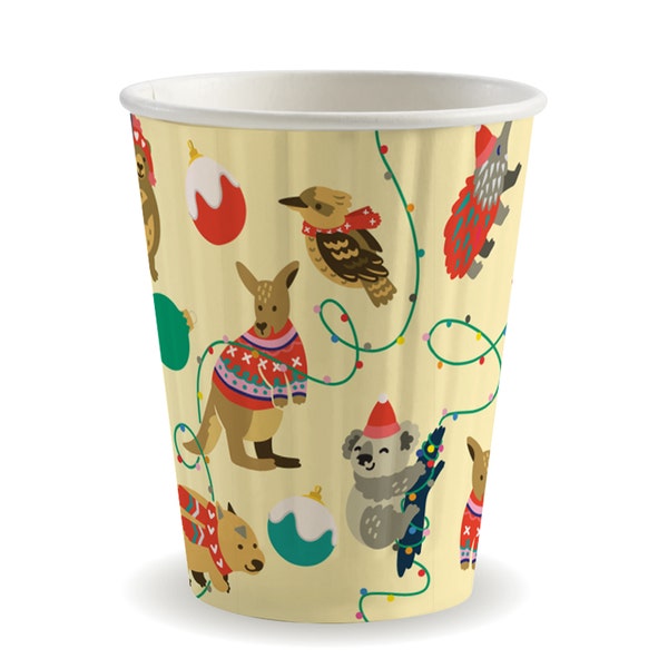 BioPak 390ml / 12oz (90mm) Christmas Double Wall BioCup - (Pack of 1000)