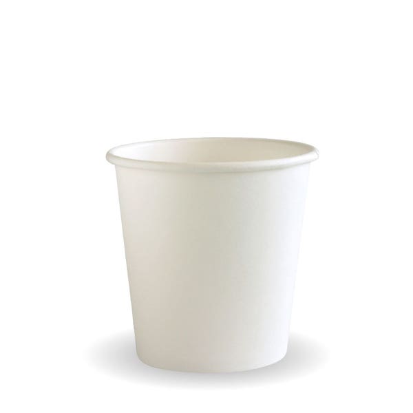 BioPak 120ml / 4oz (63mm) White Single Wall BioCup - (Pack of 2000)