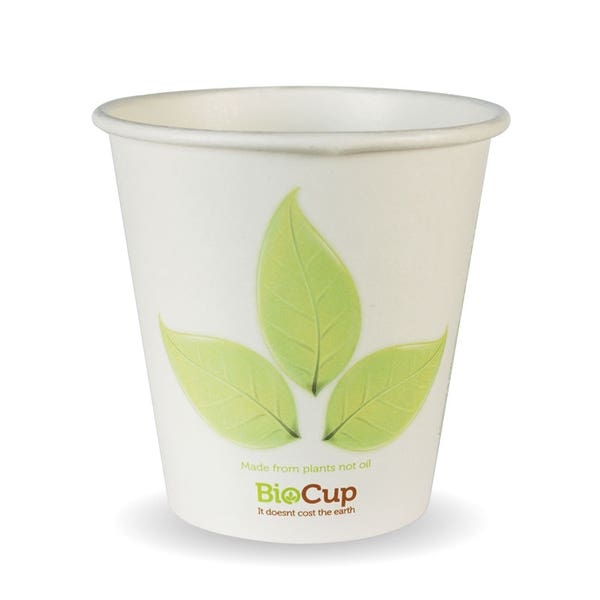 BioPak 230ml / 6oz (80mm) Leaf Single Wall BioCup - (Pack of 1000)