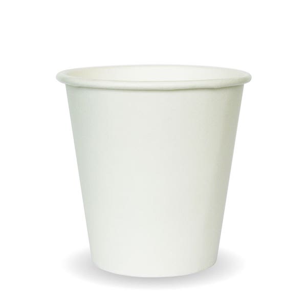 BioPak 230ml / 6oz (80mm) White Single Wall BioCup - (Pack of 1000)