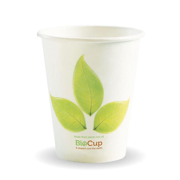 BioPak 280ml / 8oz (80mm) Leaf Single Wall BioCup - (Pack of 1000)