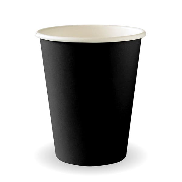 BioPak 280ml / 8oz (80mm) Black Single Wall BioCup - (Pack of 1000)