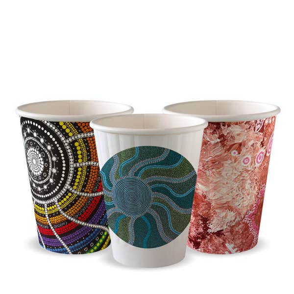 BioPak 
255ml / 8oz (80mm) Indigenous Art Series Double Wall BioCup - (Pack of 1000)