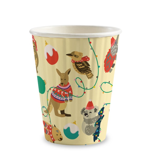 BioPak 295ml / 8oz (80mm) Christmas Double Wall BioCup - (Pack of 1000)