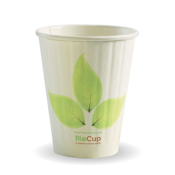 BioPak 
255ml / 8oz (80mm) Leaf Double Wall BioCup - (Pack of 1000)