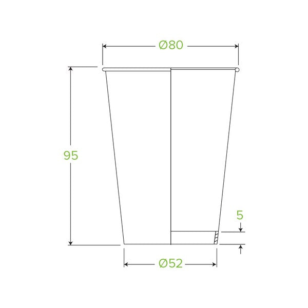 BioPak 280ml / 8oz (80mm) White Single Wall BioCup - (Pack of 1000)