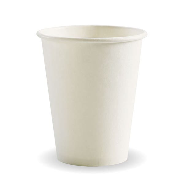 BioPak 280ml / 8oz (80mm) White Single Wall BioCup - (Pack of 1000)