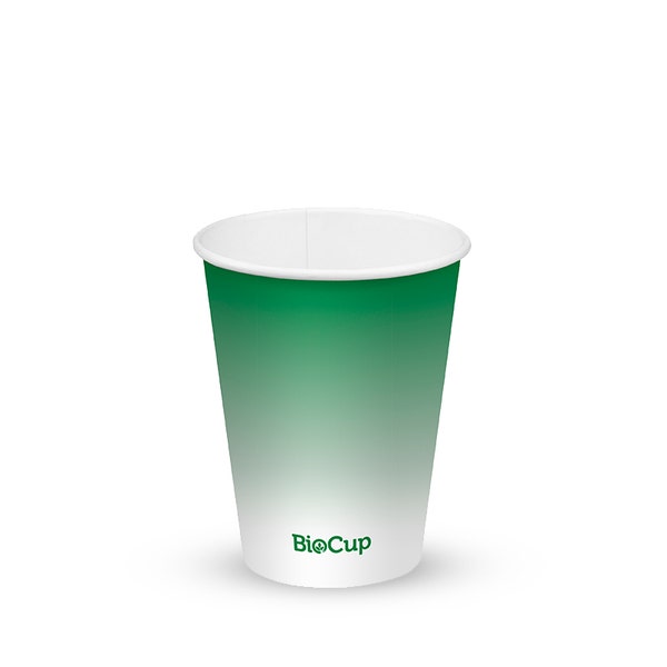 BioPak 390ml / 12oz (90mm) Green Cold Paper BioCup - (Pack of 1000)