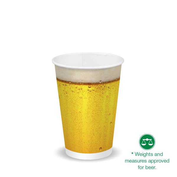 BioPak 420ml / 14oz (90mm) Beer Cold Paper BioCup - (Pack of 1000)