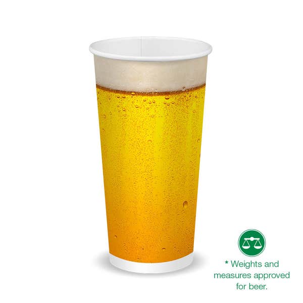 BioPak 600ml / 20oz (90mm) Beer Cold Paper BioCup - (Pack of 1000)