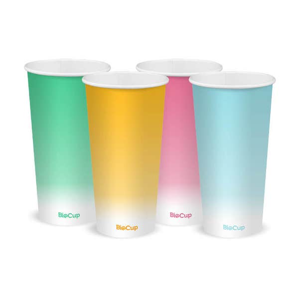 BioPak 600ml / 20oz (90mm) Coloured Cold Paper BioCup - (Pack of 1000)