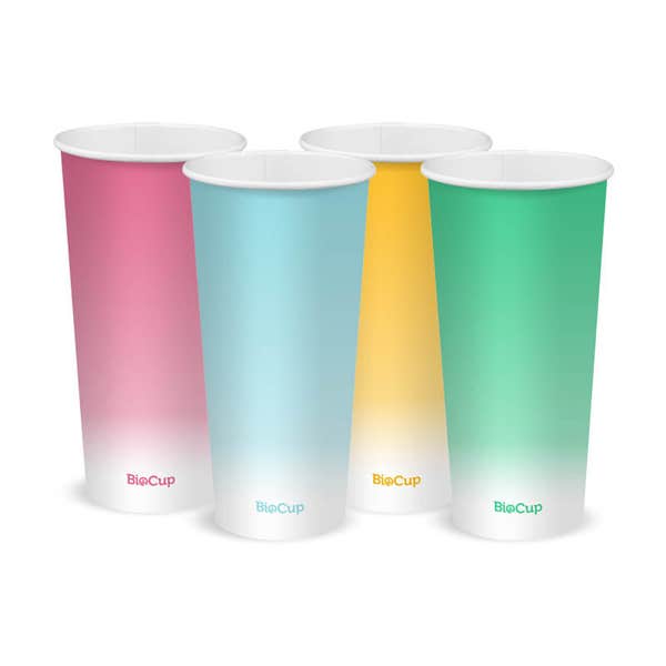 BioPak 650ml / 22oz (90mm) Coloured Cold Paper BioCup - (Pack of 1000)