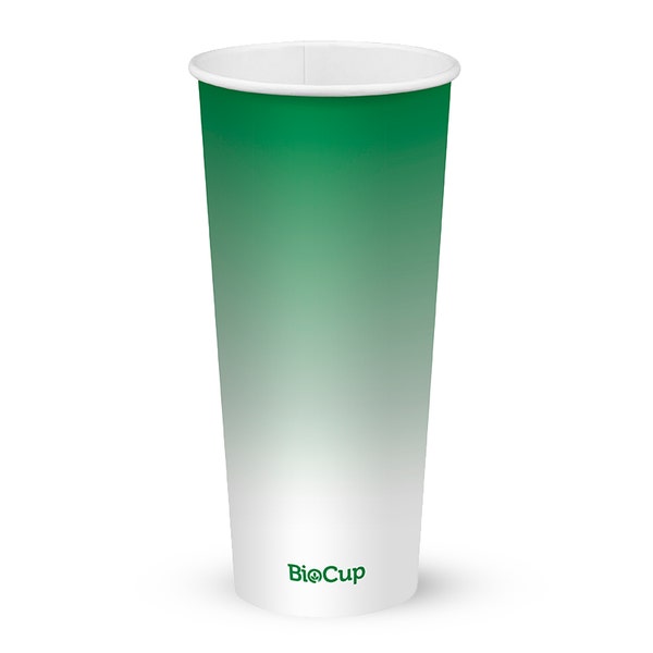 BioPak 700ml / 24oz (90mm) Green Cold Paper BioCup - (Pack of 500)