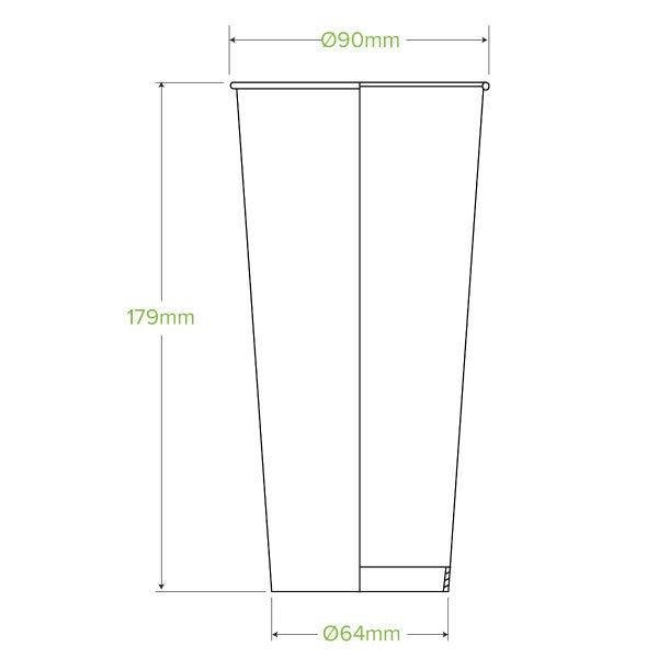 BioPak 700ml / 24oz (90mm) Green Cold Paper BioCup - (Pack of 500)