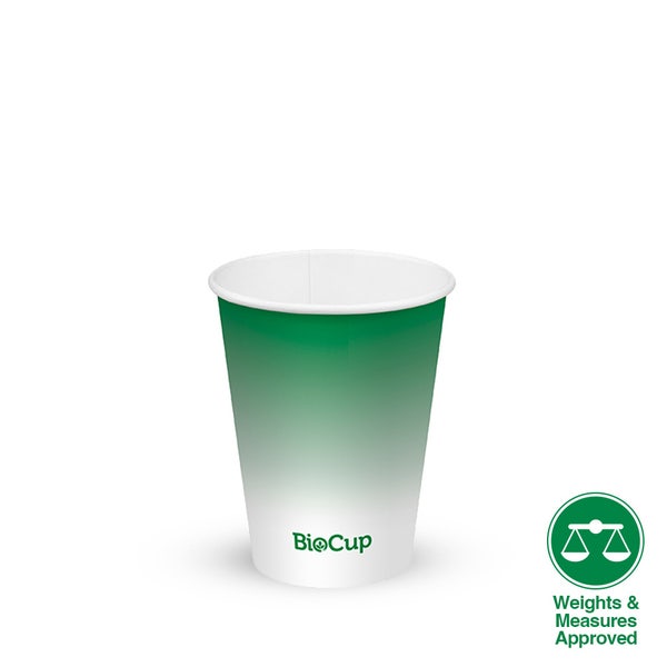 BioPak 280ml / 8oz (80mm) Green Cold Paper BioCup - (Pack of 1000)