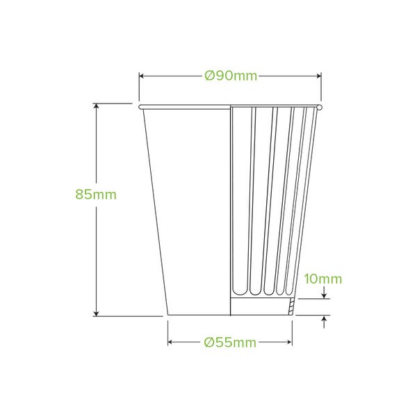 BioPak 
295ml / 8oz (90mm) Kraft Green Stripe Double Wall BioCup - (Pack of 1000)