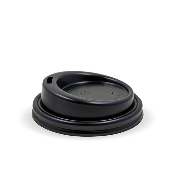 BioPak 63mm / 4oz Black PS Sipper BioCup Lid - (Pack of 1000)