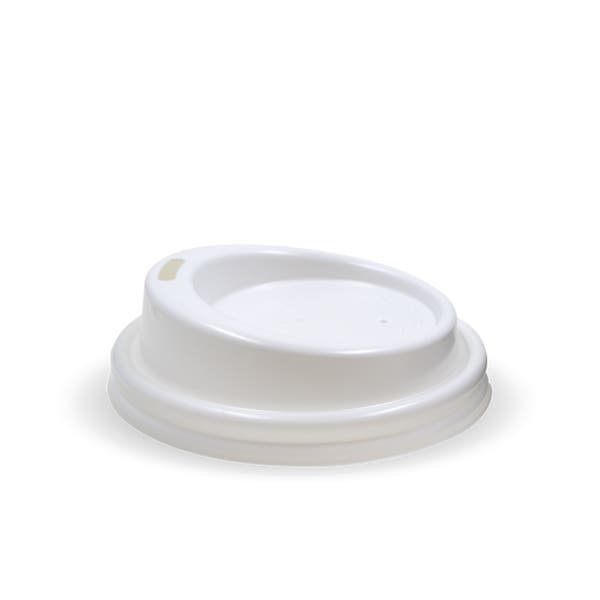 BioPak 63mm / 4oz White PS Sipper BioCup Lid - (Pack of 1000)