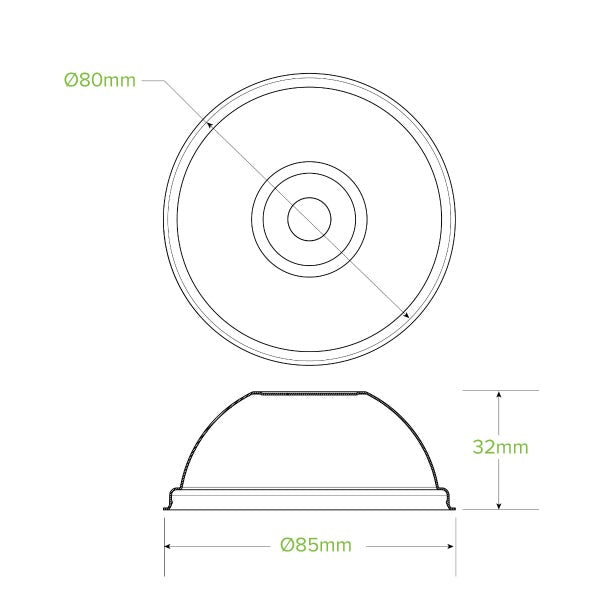 BioPak 80mm Plant Fibre Dome Cold Paper BioCup Lid - (Pack of 1000)