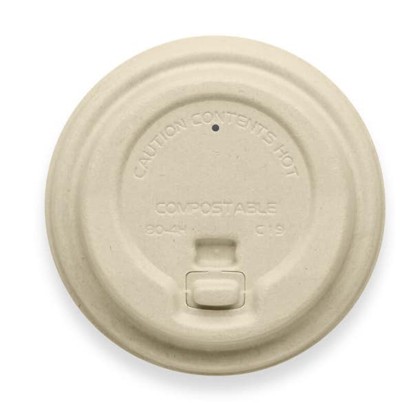 BioPak 80mm Small Natural Reclosable Plant Fibre BioCup Lid - (Pack of 1000)