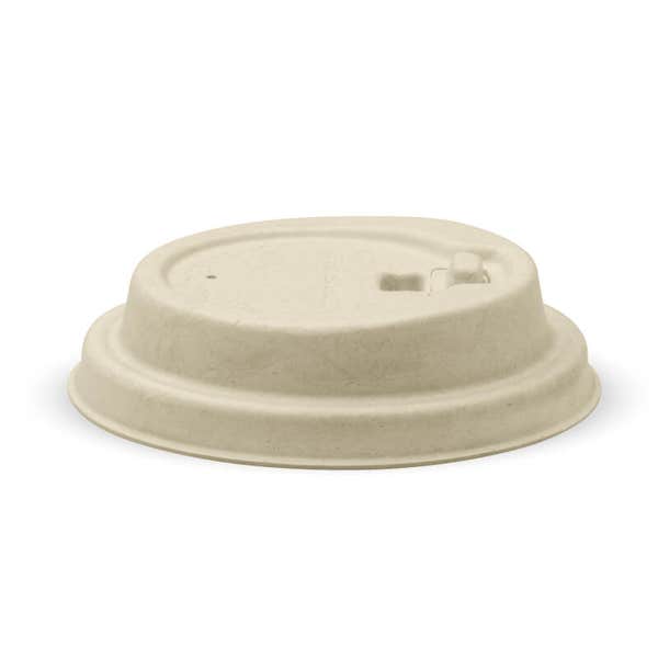 BioPak 80mm Small Natural Reclosable Plant Fibre BioCup Lid - (Pack of 1000)