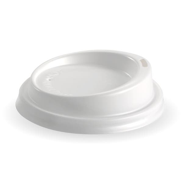 BioPak 80mm Small White PS BioCup Lid - (Pack of 1000)