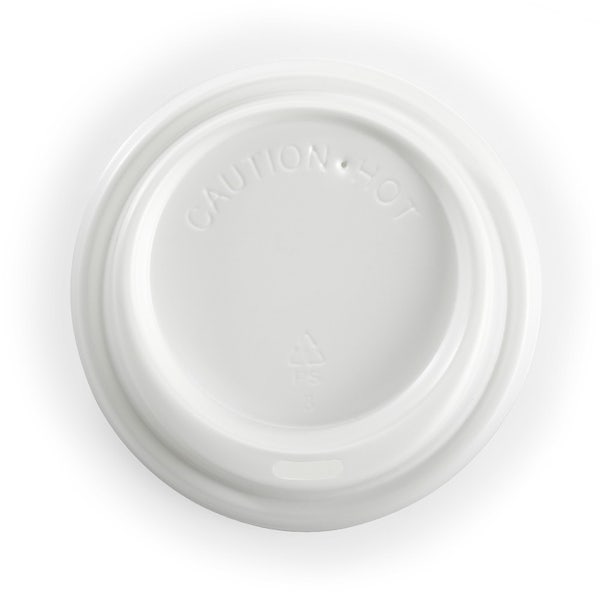 BioPak 80mm Small White PS BioCup Lid - (Pack of 1000)