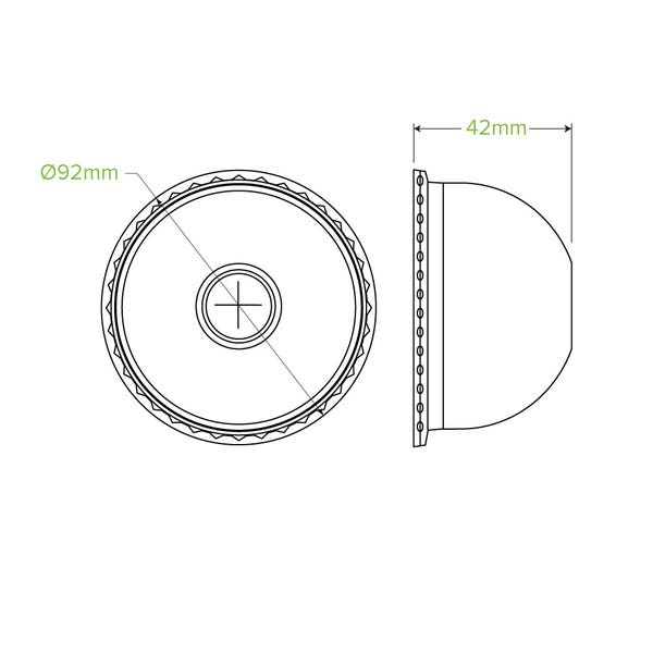 BioPak 90mm Clear PET Dome Cold Paper BioCup Lid - (Pack of 1000)