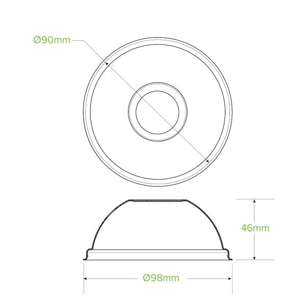 BioPak 90mm PLA Clear Dome Cold Paper BioCup - (Pack of 1000)