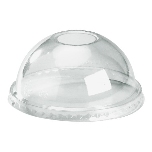 BioPak 300-700ml Dome 22mm Hole Clear BioCup Lid - (Pack of 1000)