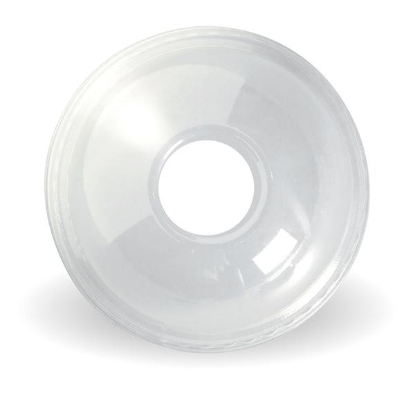 BioPak 300-700ml Dome 22mm Hole Clear BioCup Lid - (Pack of 1000)