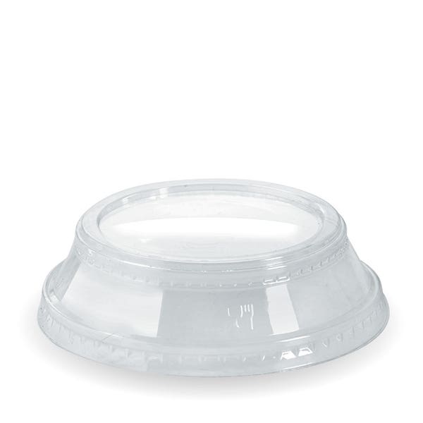 BioPak 300-700ml Raised Flat No Hole Clear BioCup Lid - (Pack of 1000)