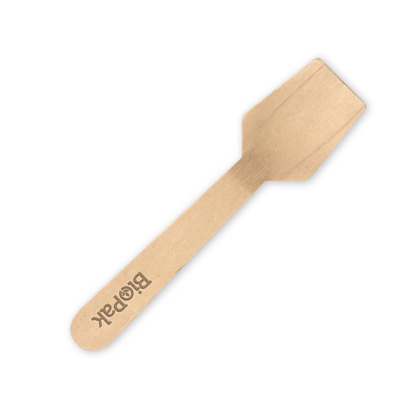 BioPak 10cm Wood Ice Cream Spoon - (Pack of 2000)