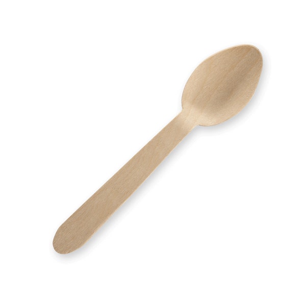 BioPak 10cm Unbranded Wood Tea Spoon - Bulk Pack (Pack of 5000)