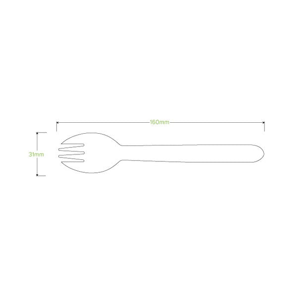 BioPak 16cm Wood Spork - (Pack of 1000)